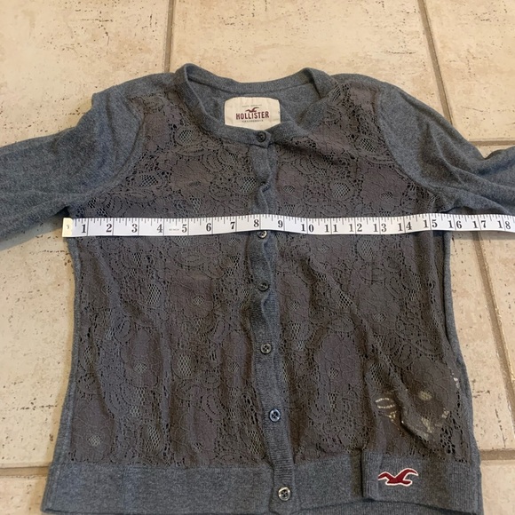 Hollister Gray Lace & Knit Cardigan Sweater - Women's L - Picture 3 of 5